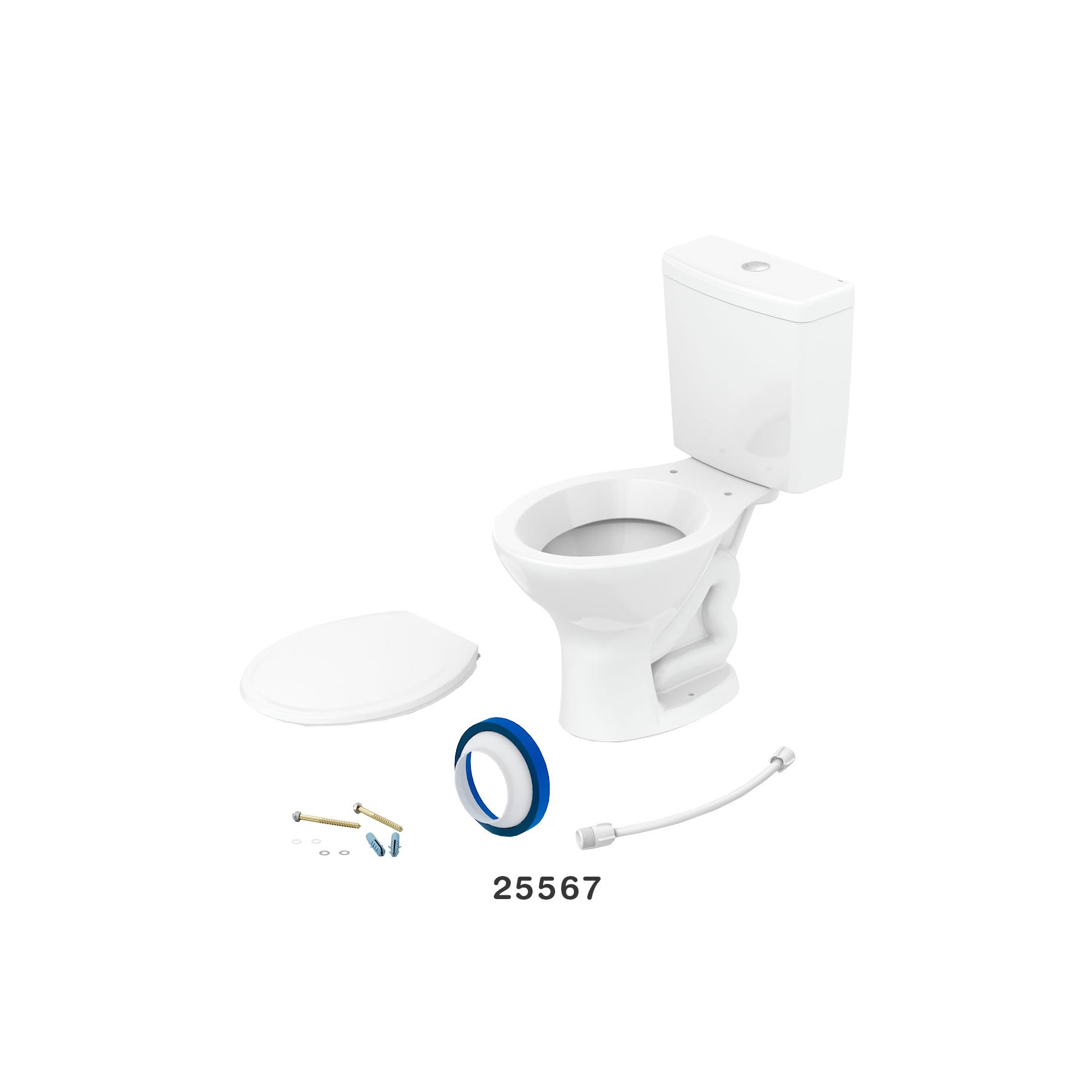 Inodoro Saveiro Blanco Brilloso Kit Ind + Caja + Tapa + Tornillo