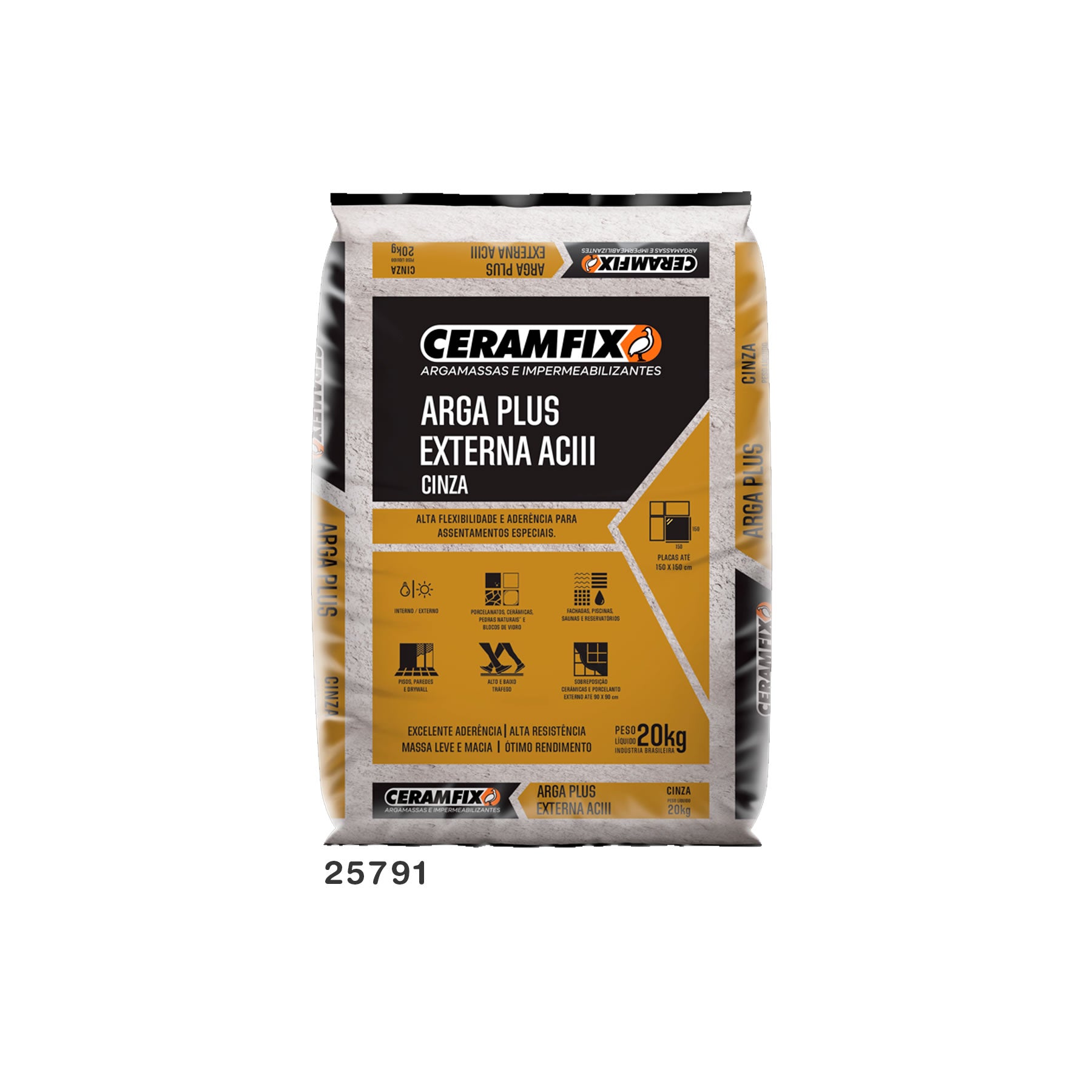 Argamassa AC3 Ceramfix Argaplus 20KG Gris