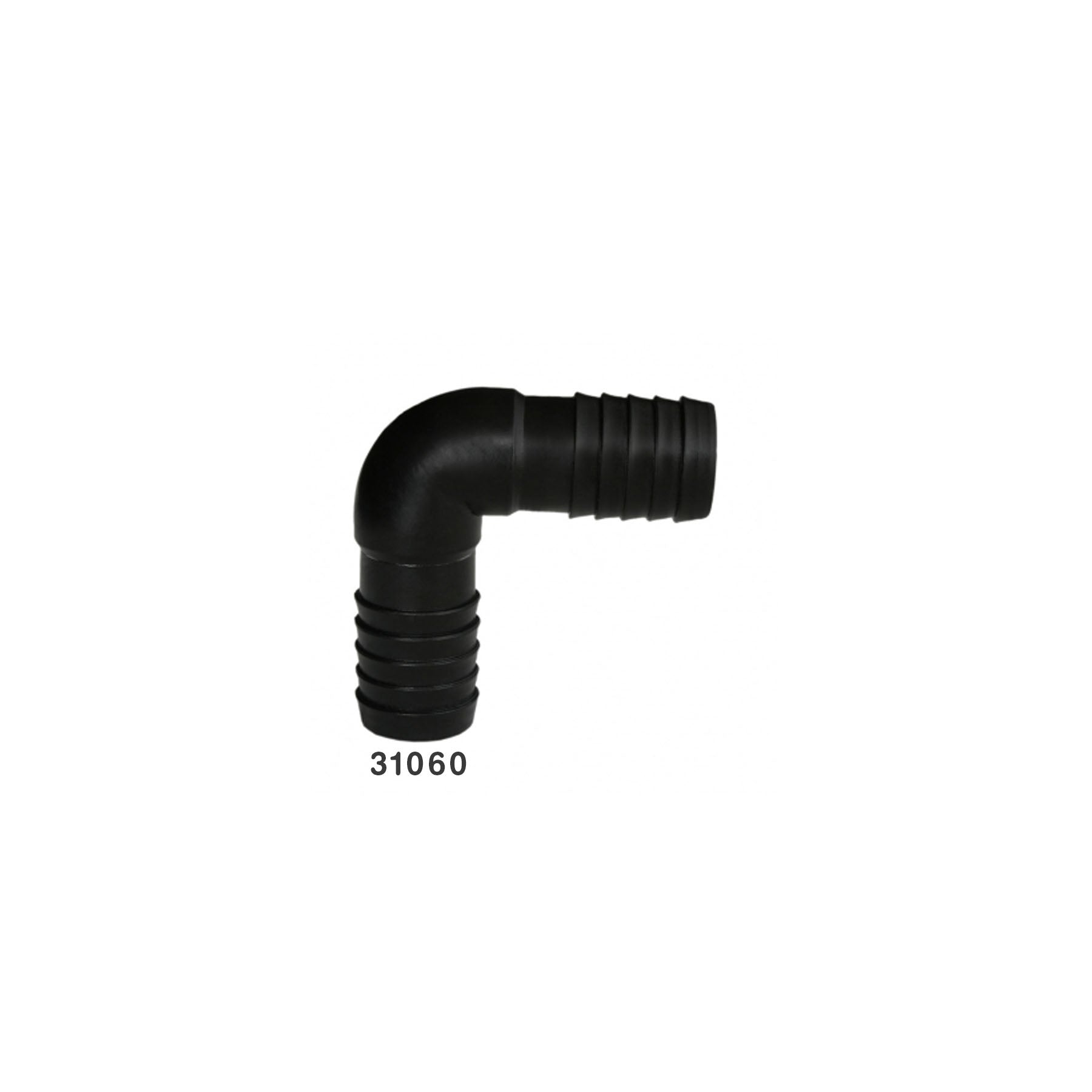 Codo 90G Int Duplo Negro Estria 1/2P