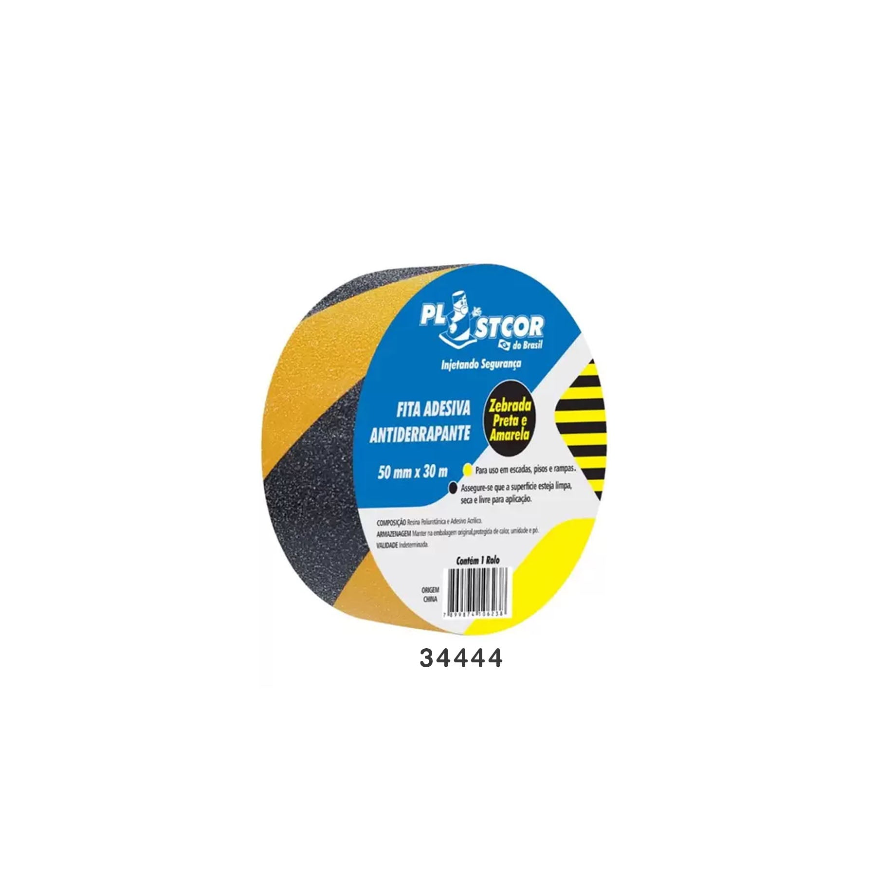 Plastcor Cinta Antiderrapante 50MMX30MTS Amarillo/Negro