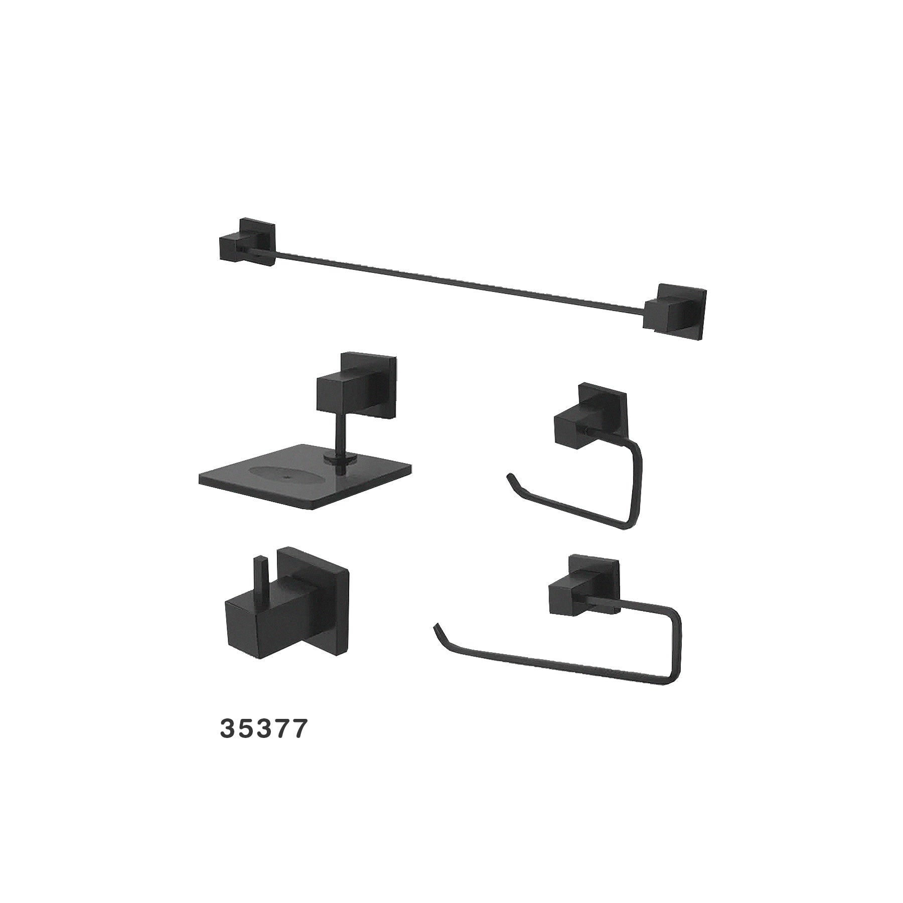 Kit Accesorios 5 Piezas Square Lujo Black.