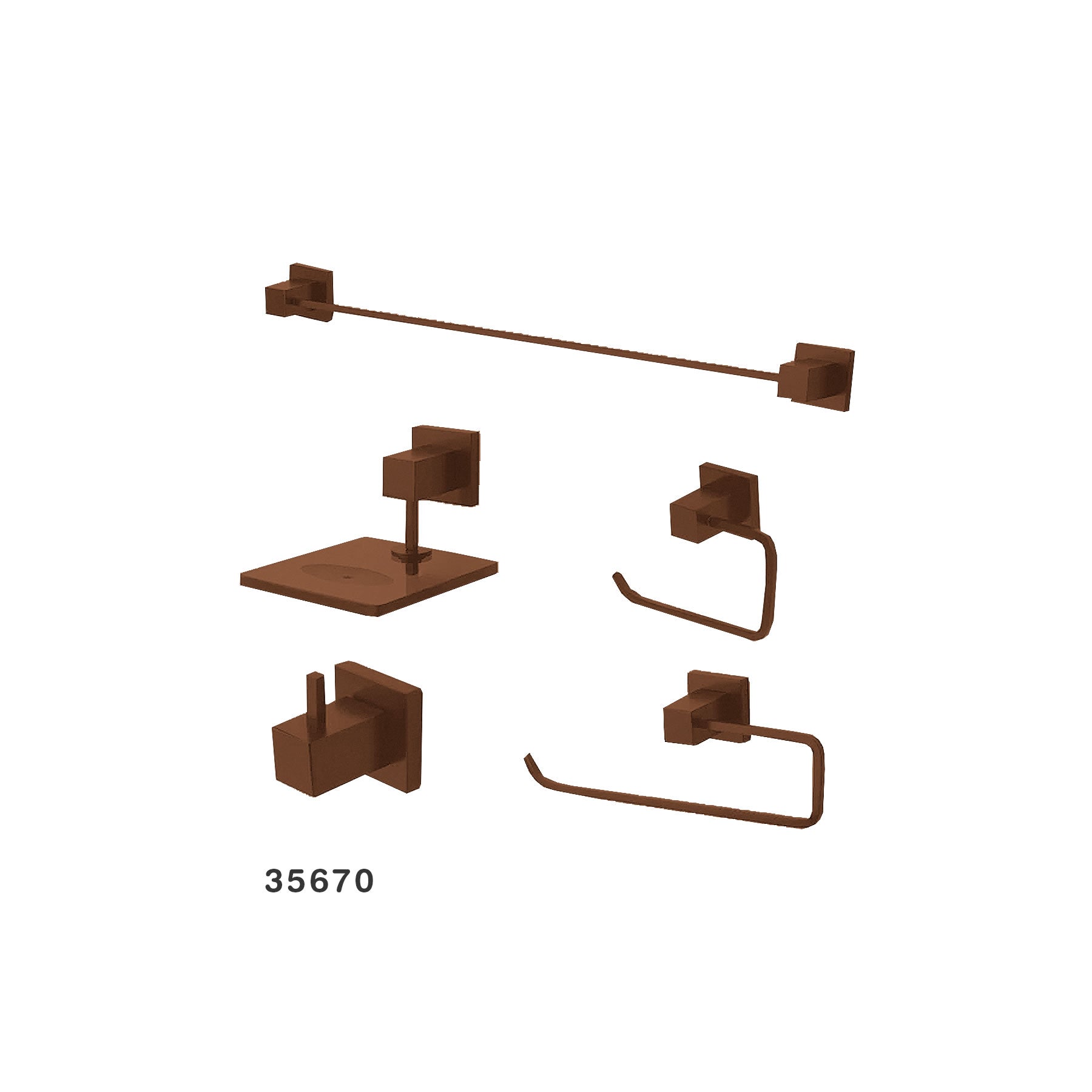 Kit Accesorios 5 Piezas Square Lujo Cobre