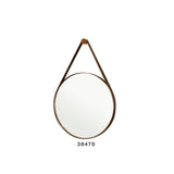 Espejo Luxo Cuero 42 CM Cafe Circular