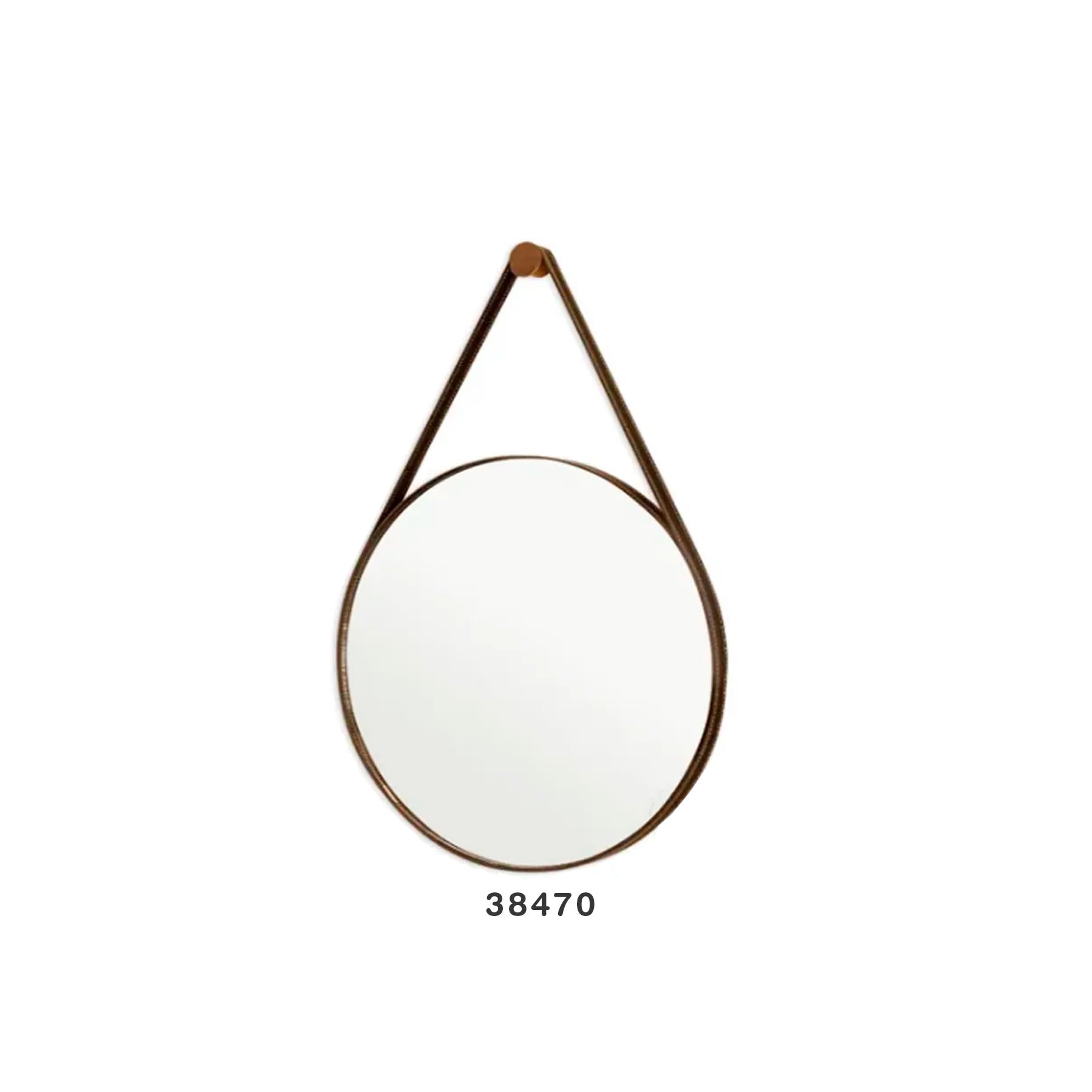Espejo Luxo Cuero 42 CM Cafe Circular