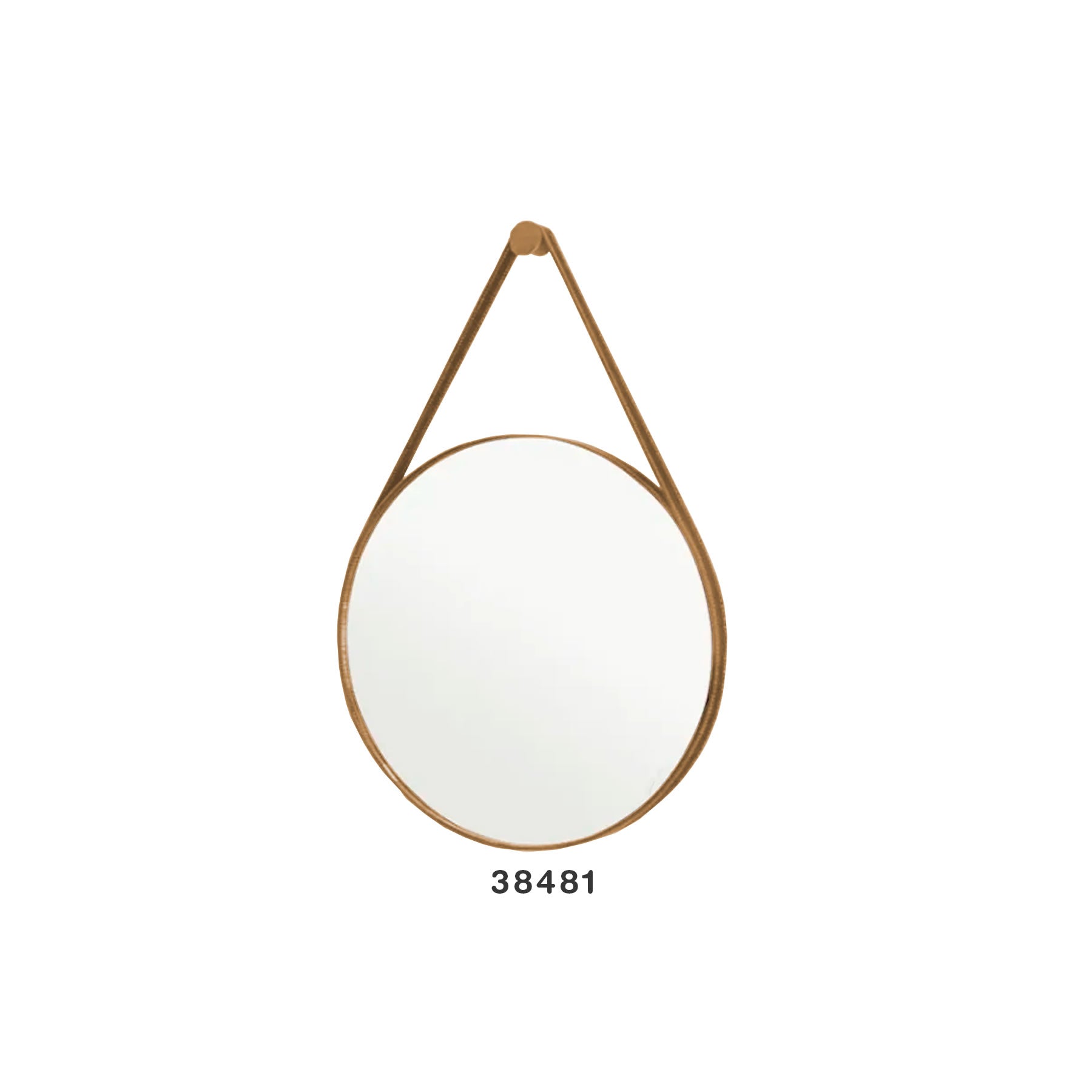 Espejo Luxo Cuero 52 CM Caramelo Circular