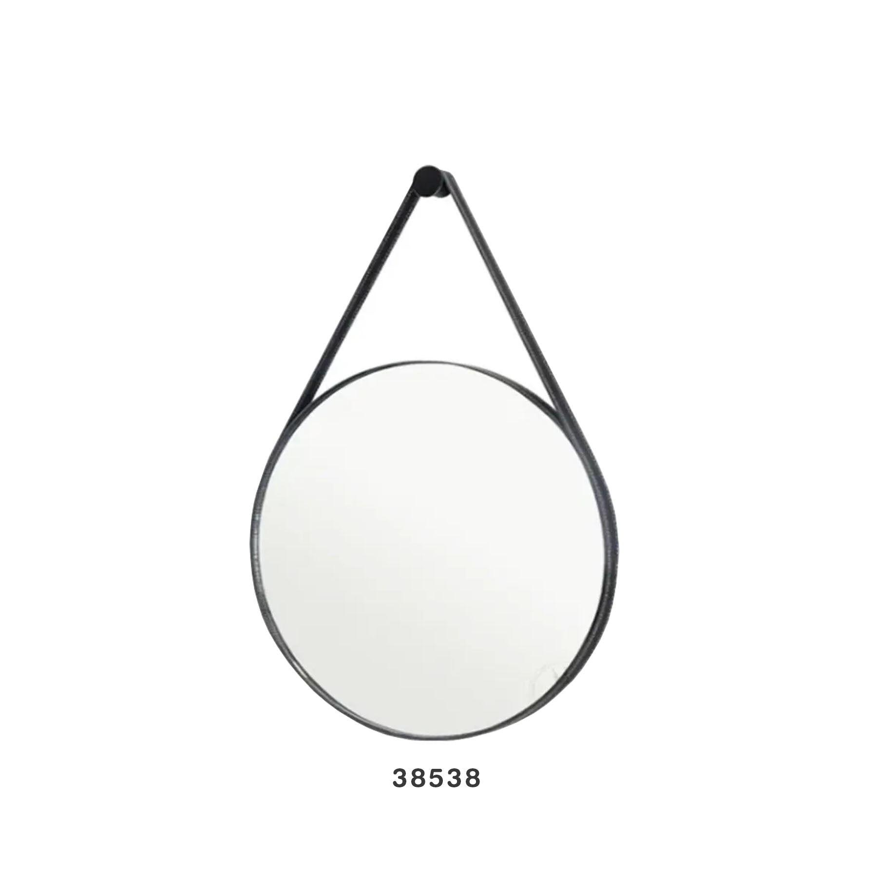 Espejo Luxo Cuero 62 CM Negro Circular