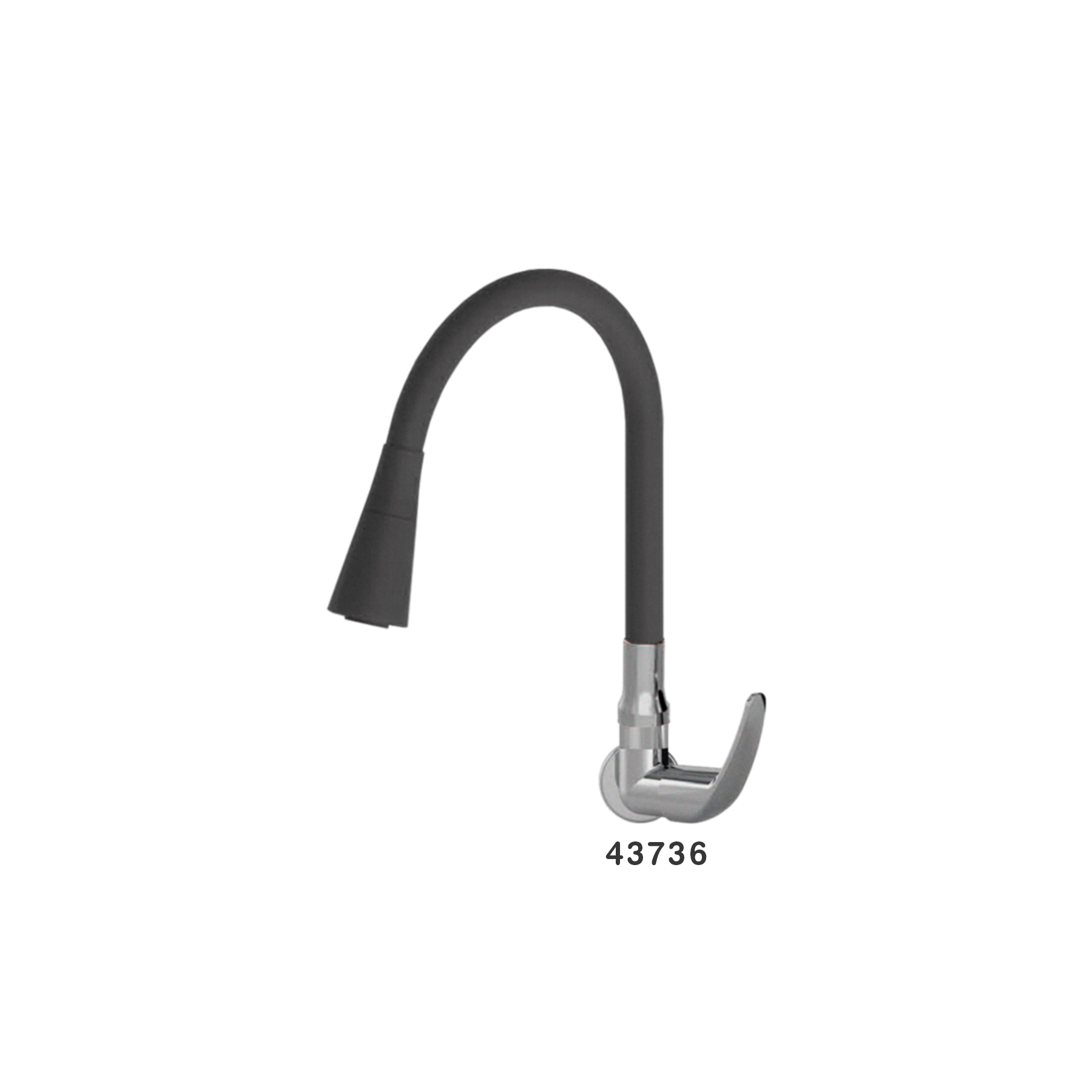 Canilla De Cocina Para Pared 1167 ABS Flexible Duo Negro Cromado