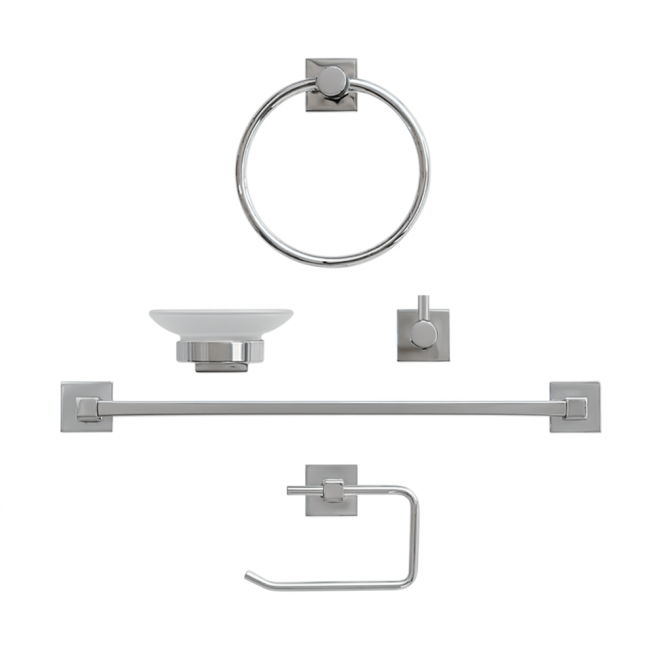 KIT ACCESORIOS 5 PCS MICHELS EMA CROMADO BRILLOSO