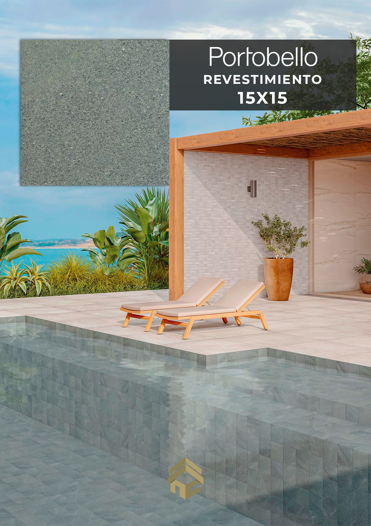 Porcelanato Natural "A" 14,5X14,5 Verano Esmeralda Exterior