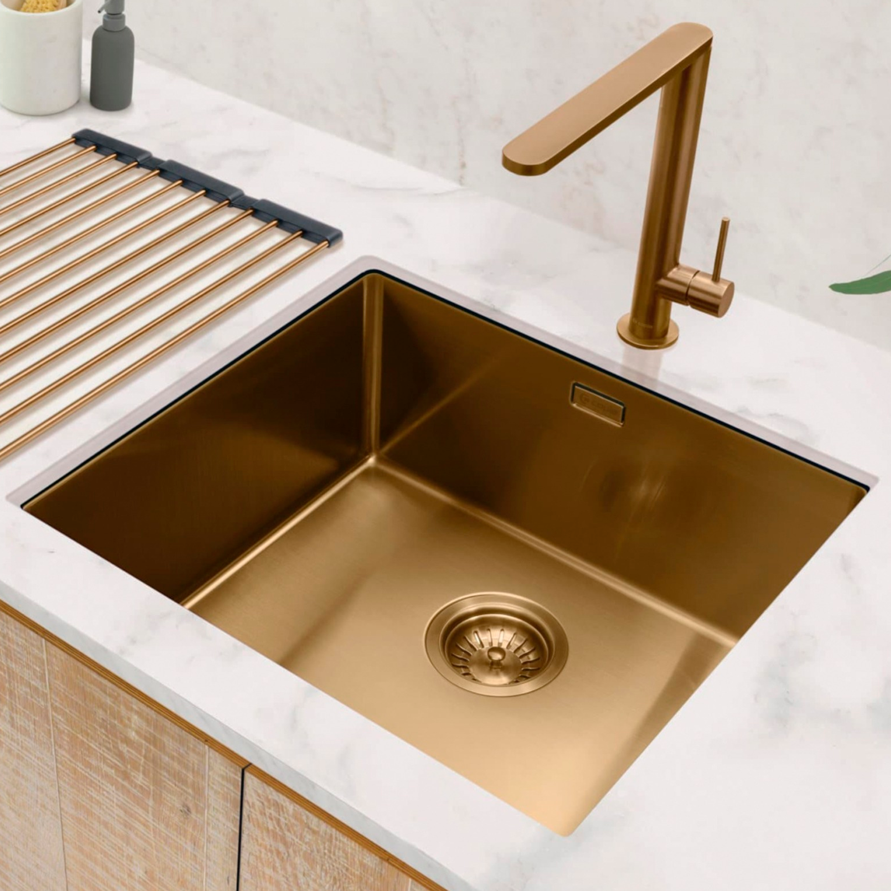 Bacha Michels de Embutir Inoxidable 52x42x20cm Verenna Gold Cuadrada