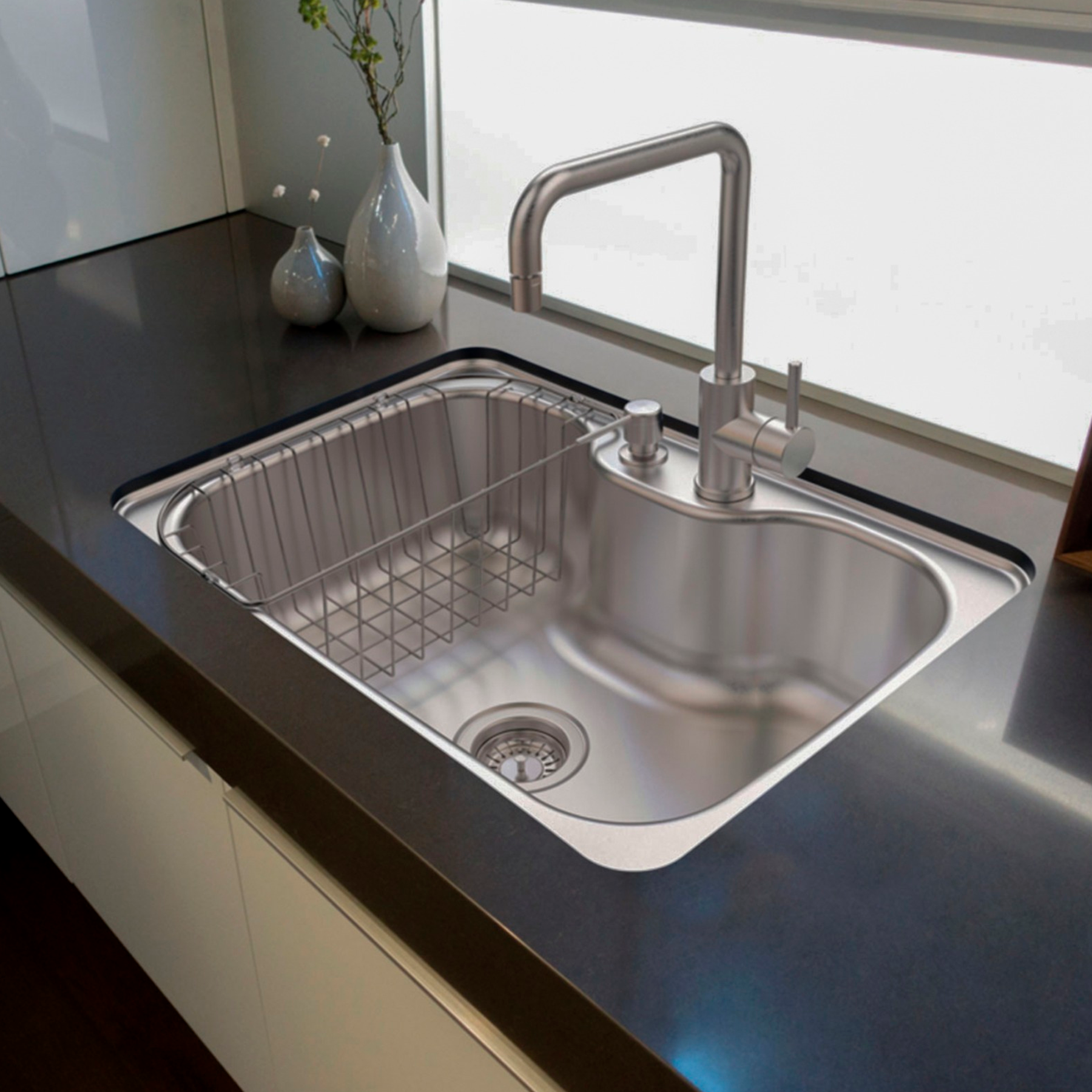 Bacha Michels de Embutir Inoxidable 60x42x18cm Noa Silver Cuadrada
